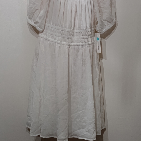 Nine Britton Lana Puff Sleeve Crepé Dress White. - Picture 5 of 7